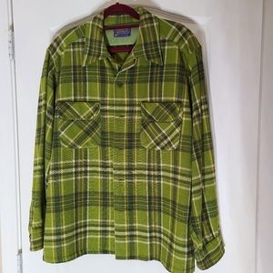 Pendleton vintage 1960 mens green plaid shirt size L